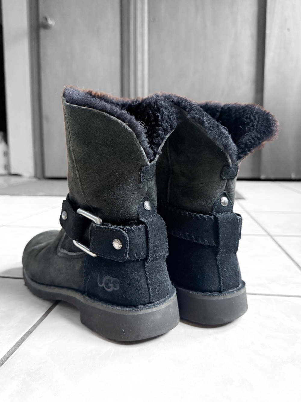 UGG Black Suede Winter Boots Women’s 7